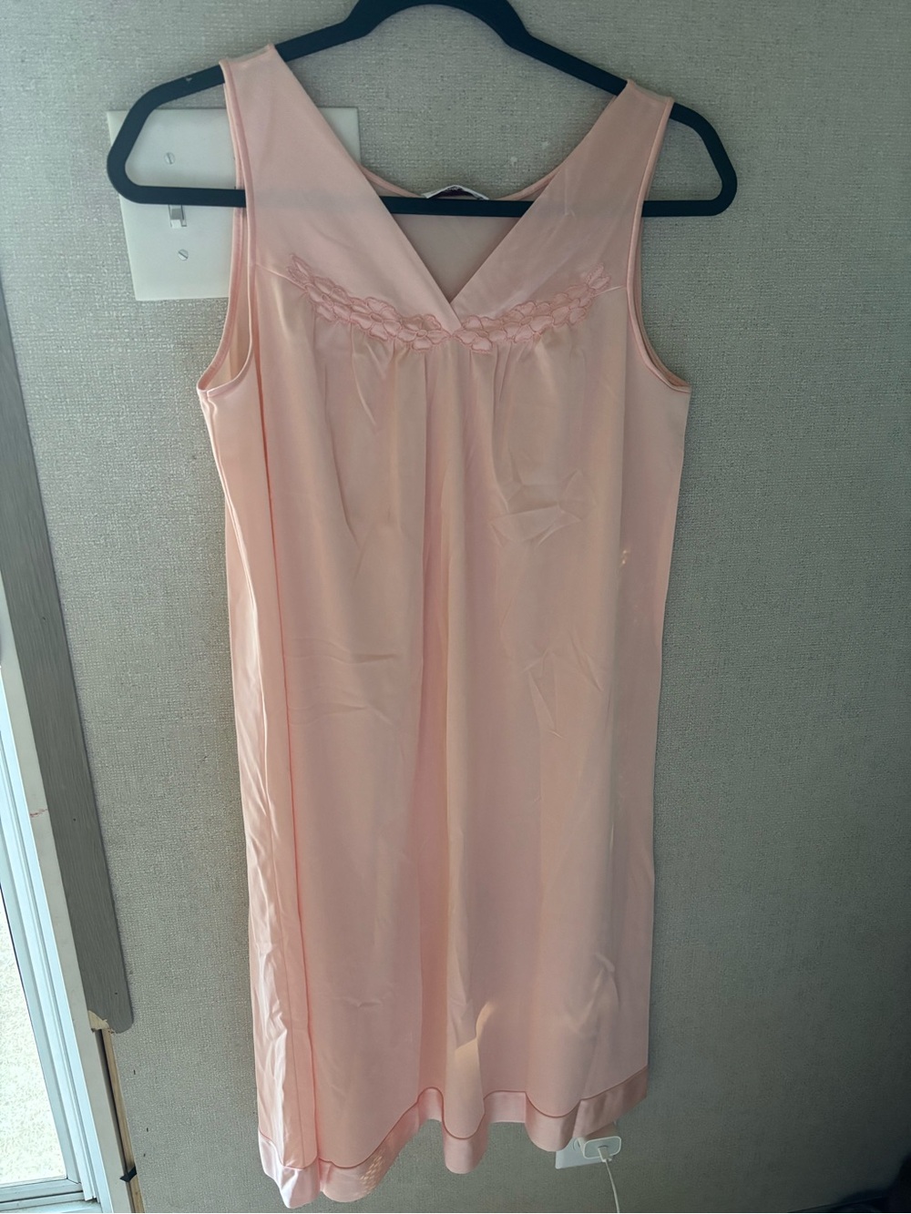 Women's Vanity Fair Vintage Sleeveless Pink Nightgown with Embroidered Yoke